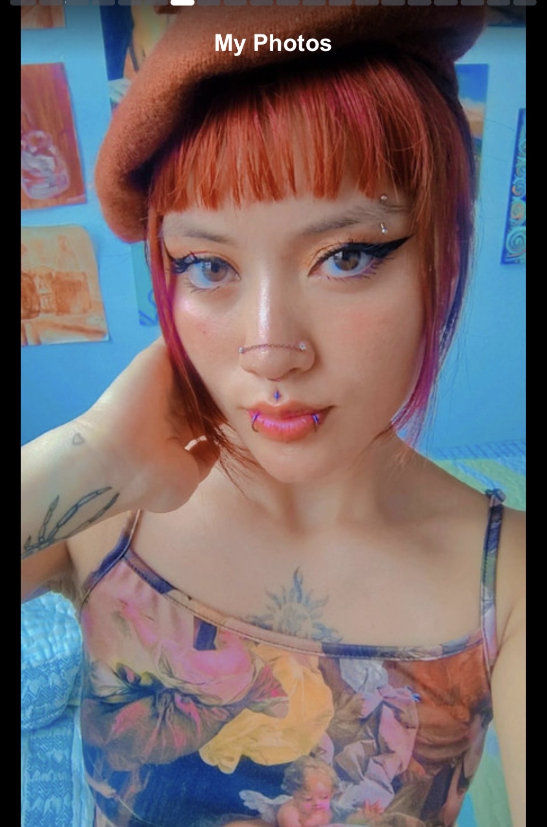 Amara wearing the red-haired look in real life